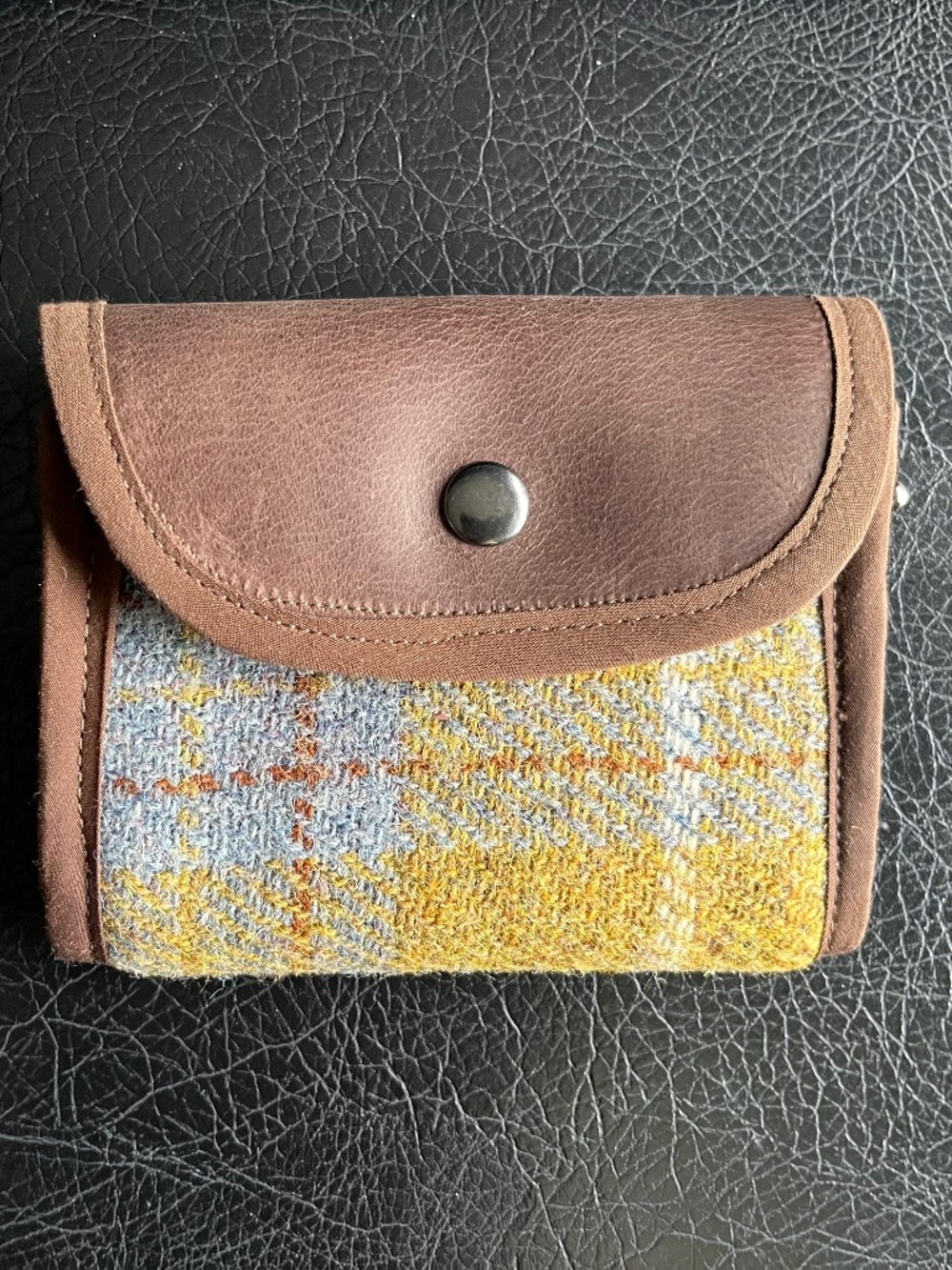 Harris Tweed wallet: mustard yellow tartan